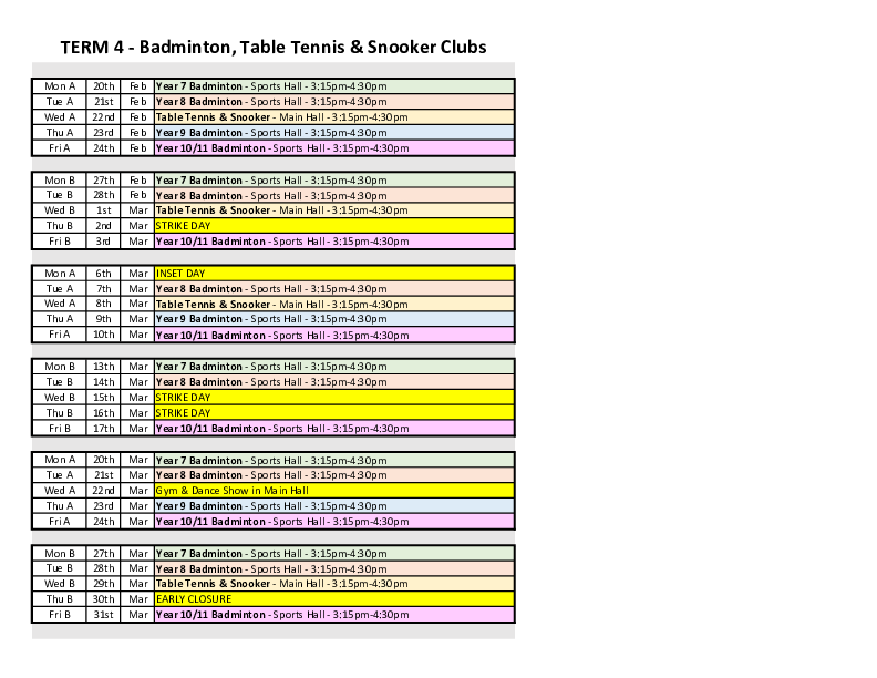 TH Clubs Calendar Mar23
